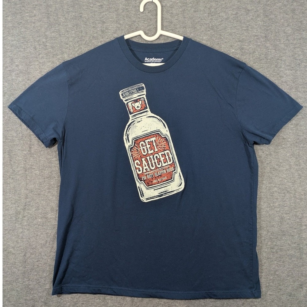 Academy Sports Navy Get Sauced BBQ Graphic Tee Pig Butt Slappin Good Size 2XL